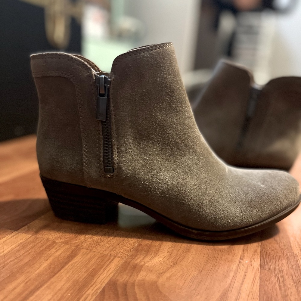 Lucky Brand Womens Boide Bootie Brindle Taupe Suede Ankle Boot